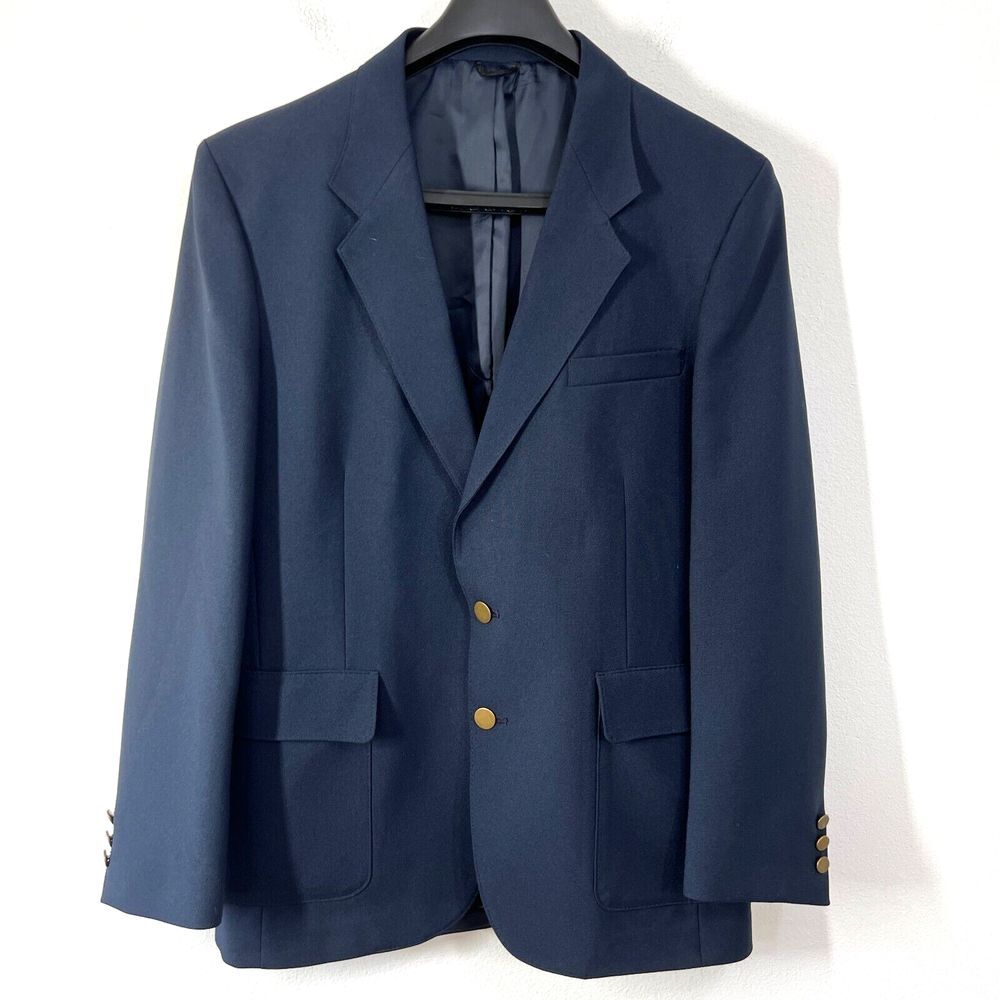 Vtg. Levi's Action Suit STA-PREST Mens 42L Blue Gray Button Sport Coat Jacket